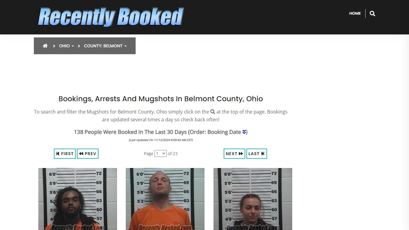 Bookings, Arrests and Mugshots in Belmont County, Ohio - Recently Booked