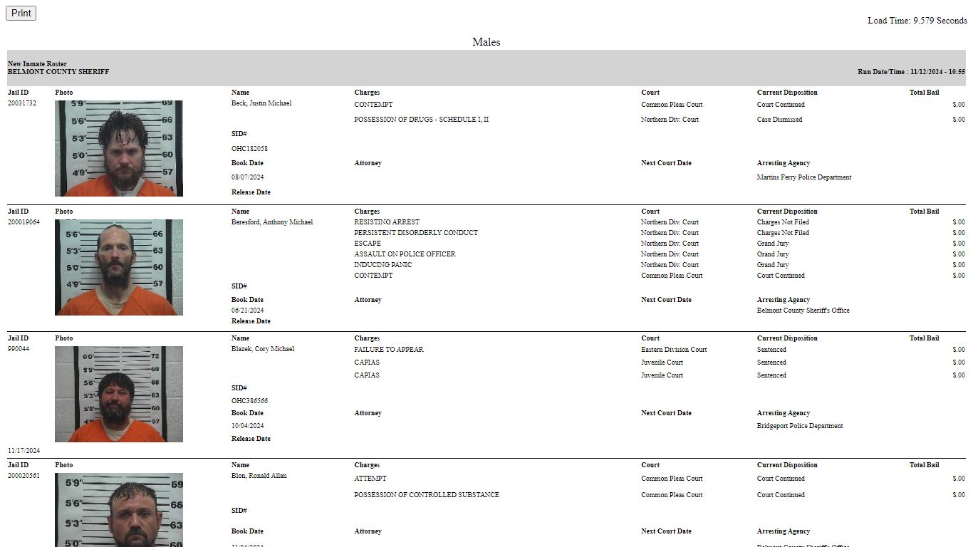 New Inmate Roster - Belmont County Sheriff's Office