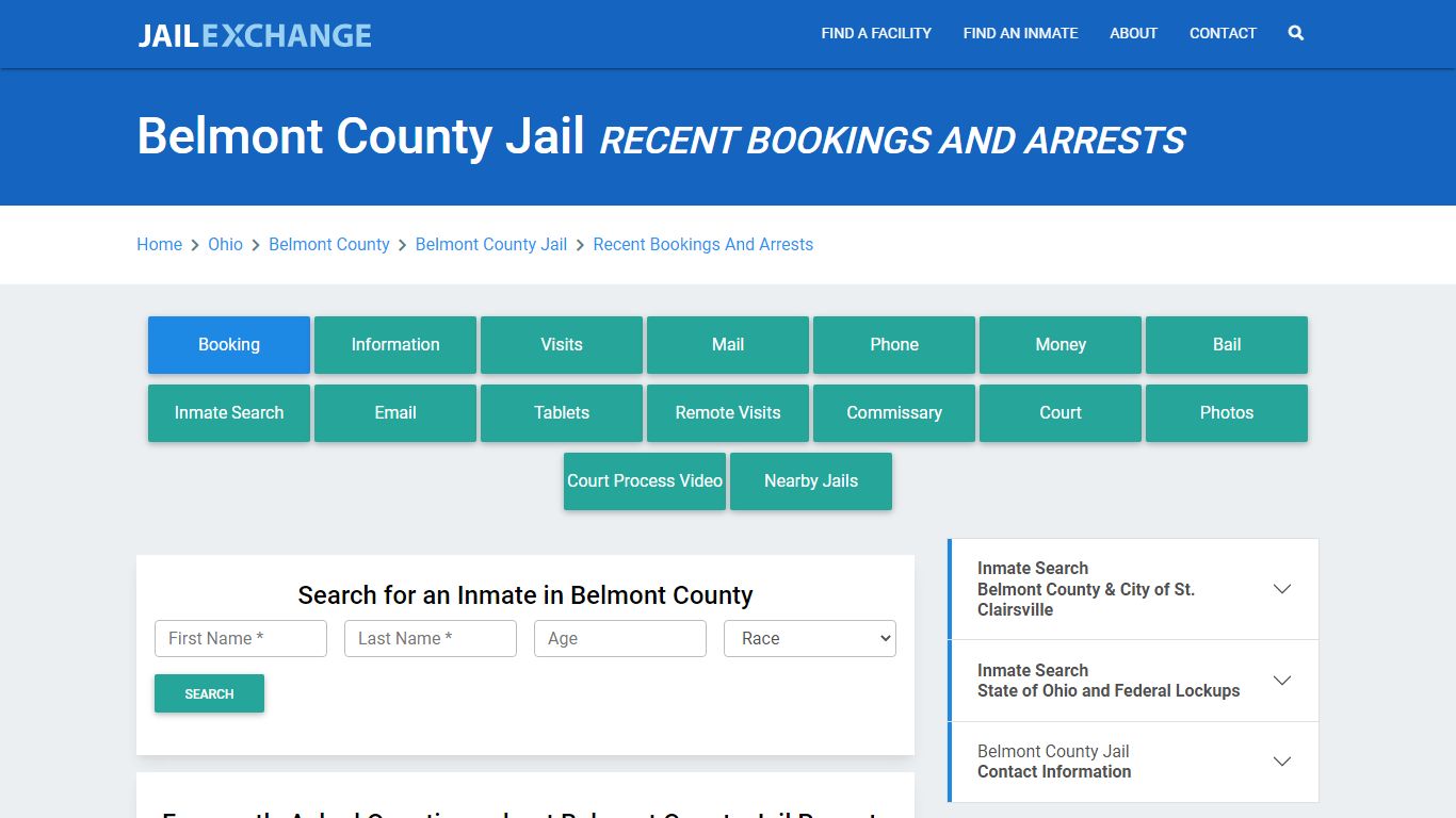 Belmont County Jail Recent Bookings And Arrests - Jail Exchange