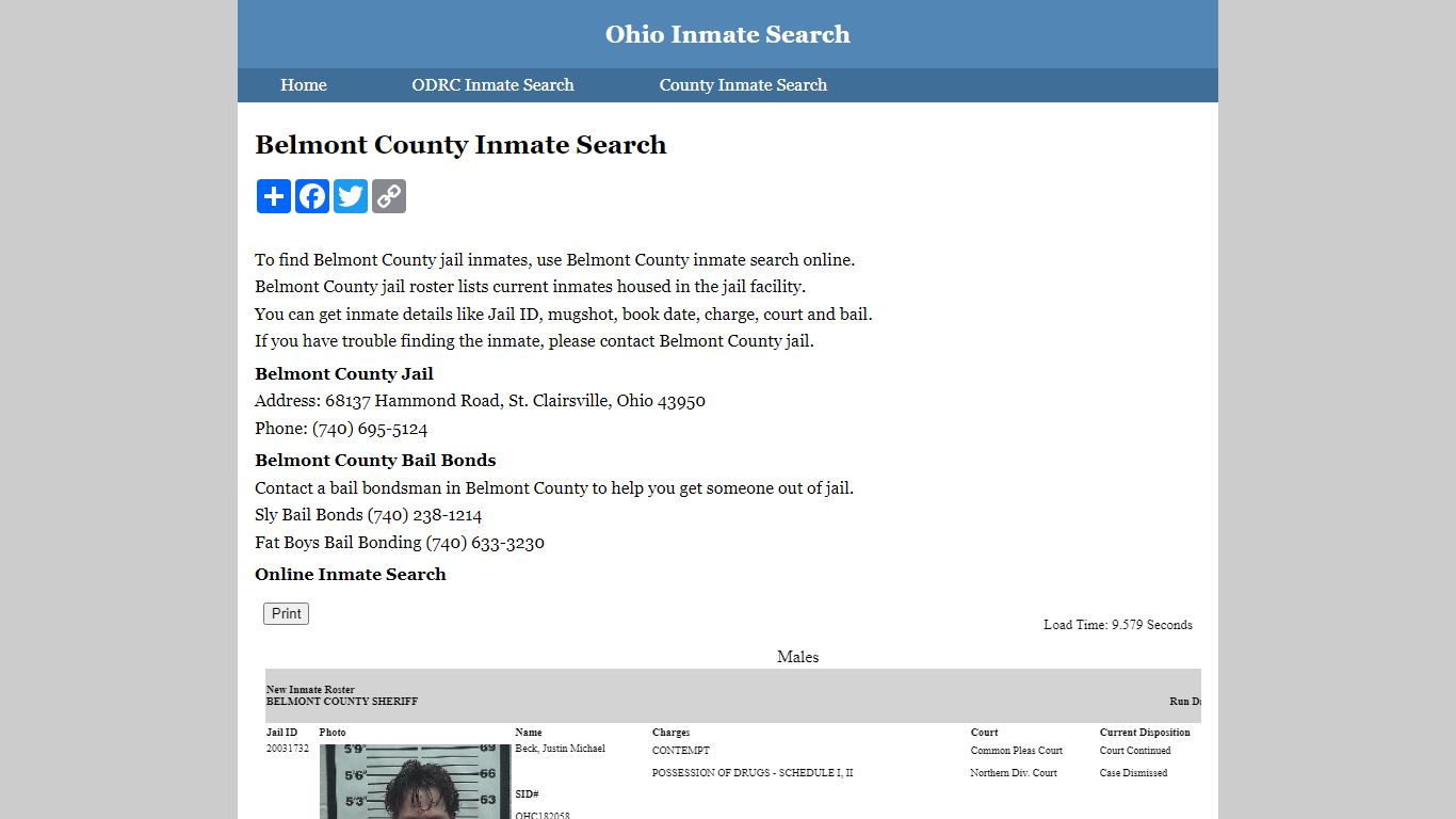 Belmont County Inmate Search