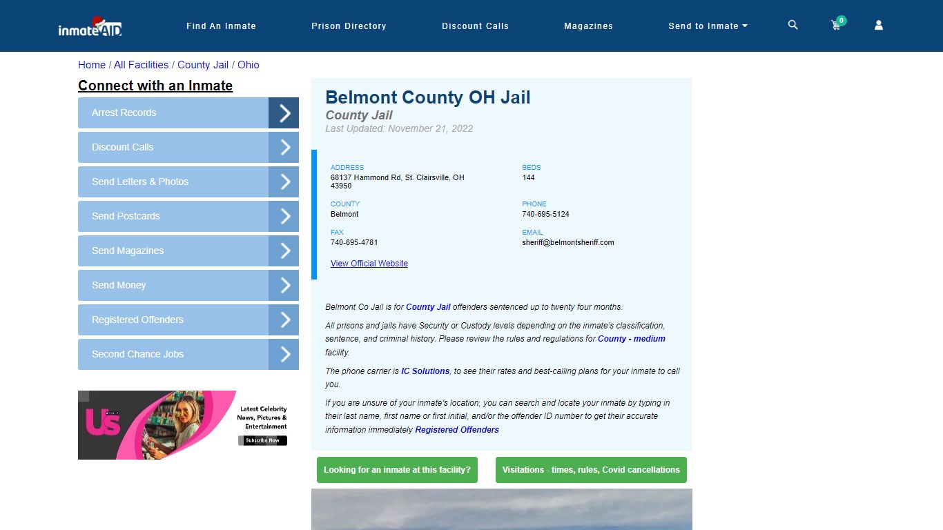 Belmont County OH Jail - Inmate Locator - St. Clairsville, OH